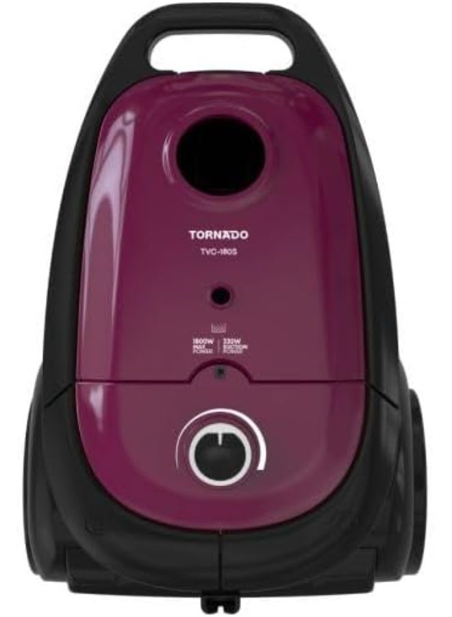 تورنيدو مكنسة كهربائية من تورنيدو بقوة 1800 وات، فلتر مضاد للبكتيريا، فينو TVC-180SD - Image 2